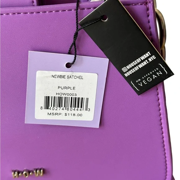 HOUSE OF WANT Vegan Leather Newbie Satchel Bag, purple - Picture 3 of 13